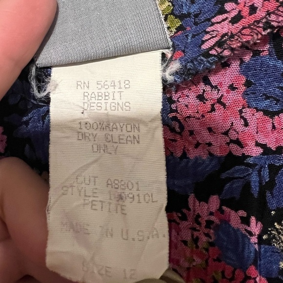 Rabbit Rabbit Rabbit Designs Vintage Floral Midi Dress Medium (vintage 12) - Picture 6 of 7